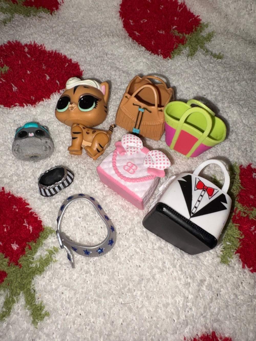 L.O.L. Surprise! Doll Accessory Lot - Pink, Lime Green, Tan, Black, White